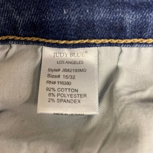 Judy Blue Boyfriend Fit Distressed Jeans Blue Sz 15/32 - Picture 7 of 8